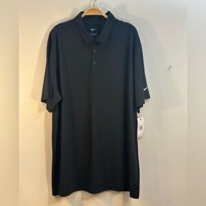 NWT Nike Golf Shirt Black XXL Swoosh on Sleeve Mens Polo Performance 2XL